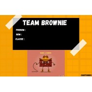 Etiquette scolaire autocollante mascotte Brownie le baroudeur
