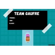 Etiquette scolaire autocollante mascotte Gaufre la branchée