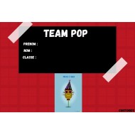 Etiquette scolaire autocollante mascotte Popcake le rigolo