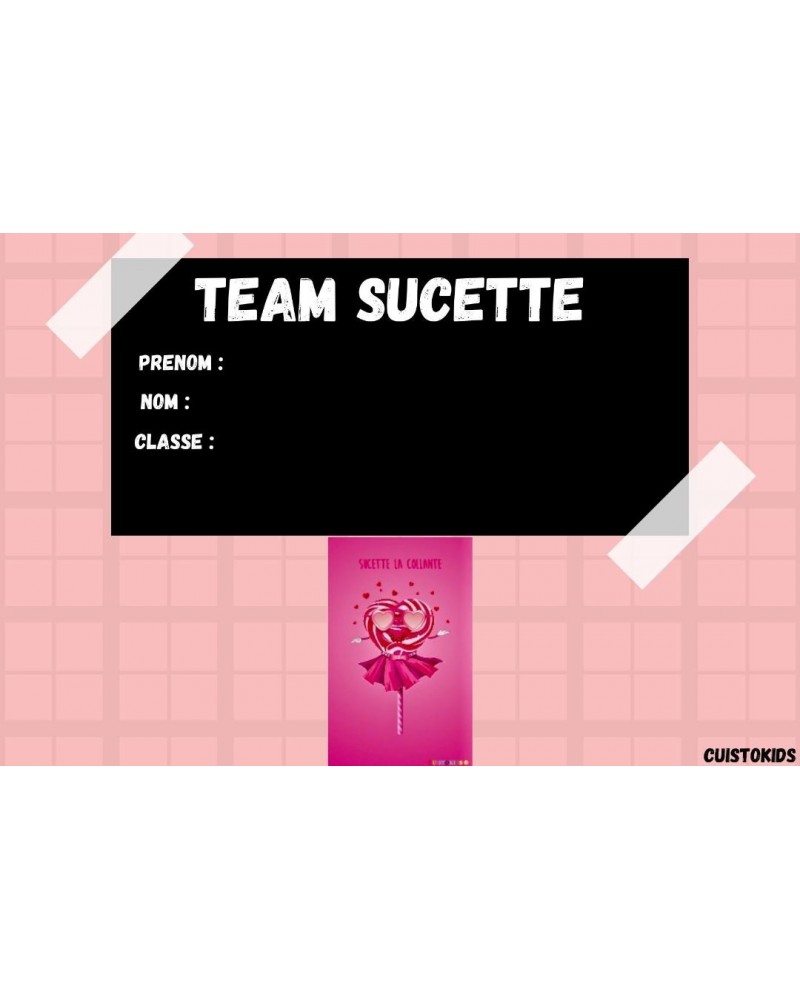 Etiquette scolaire autocollante mascotte Sucette la collante