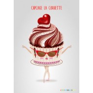 Etiquette autocollante mascotte Cuocake la coquette