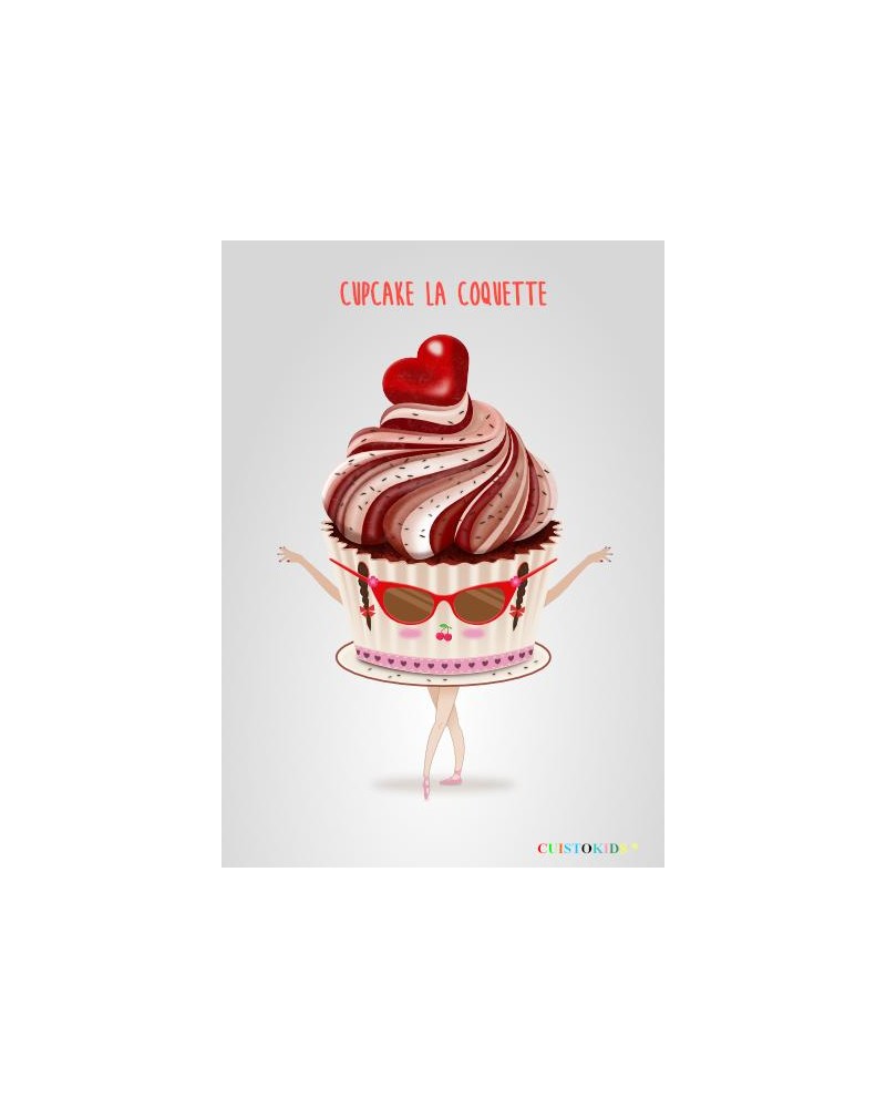 Etiquette autocollante mascotte Cuocake la coquette