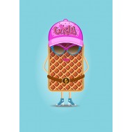 Etiquette autocollante mascotte Gaufre la branchée