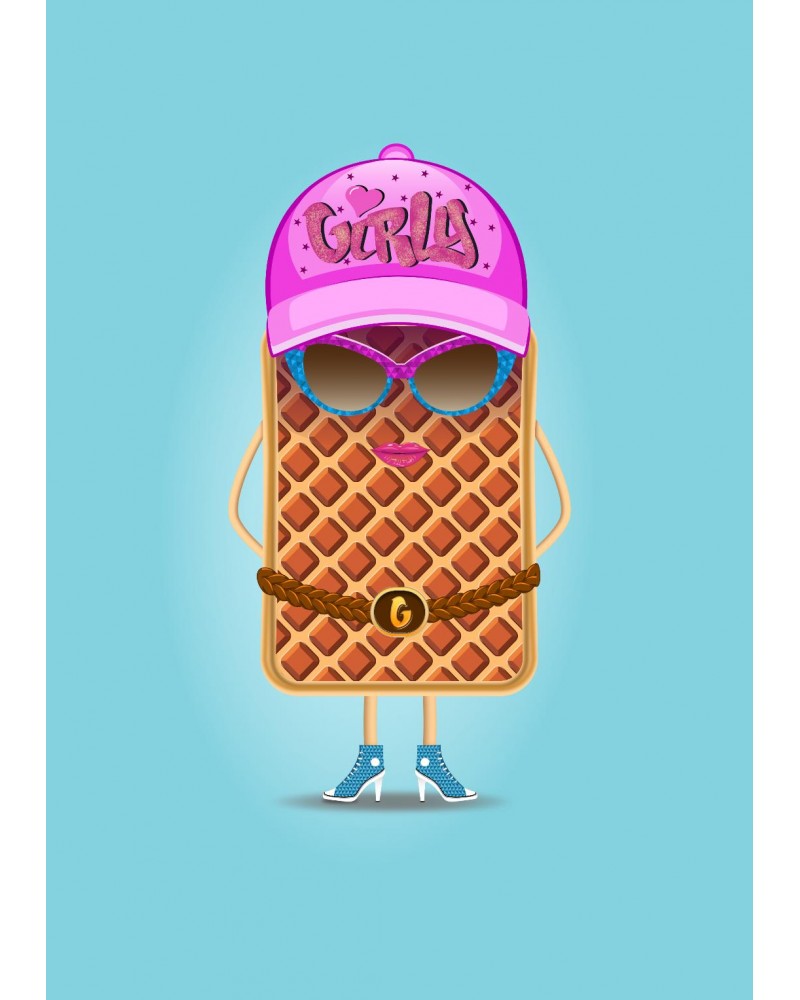 Etiquette autocollante mascotte Gaufre la branchée