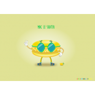 Etiquette autocollante mascotte Mac le skater