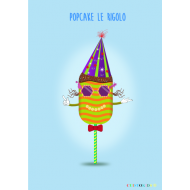 Etiquette autocollante mascotte Popcake le rigolo