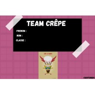 Etiquette scolaire autocollante mascotte Crêpe la volante